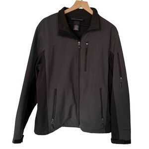 Free Country Black Softshell Jacket Mens Medium Full Zip‎ Outdoor Coat